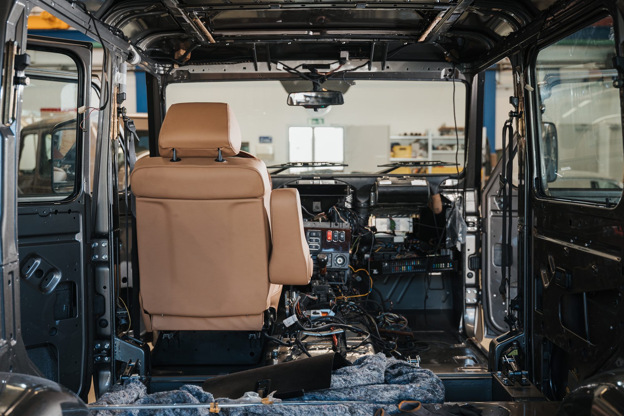 Partially disassembled G-Class cabin during restoration